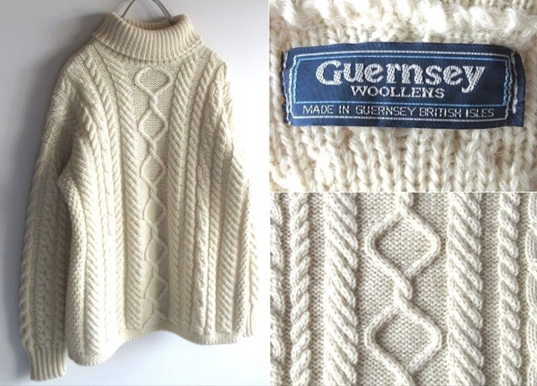 Guernsey Woollens アイボリー タートルネックセーター