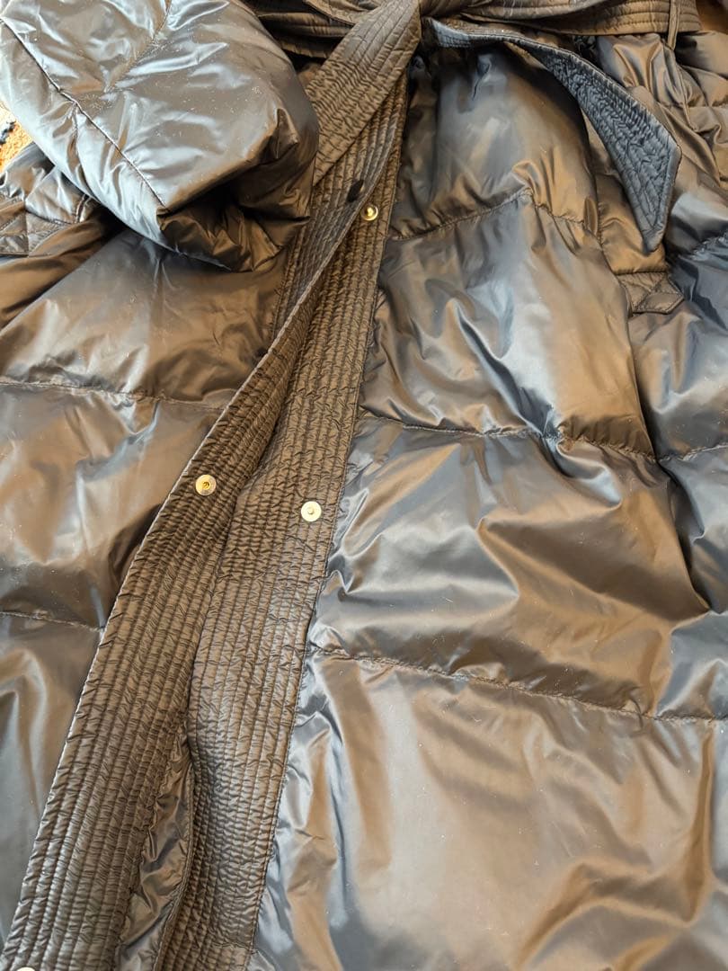 styleflyフード付きロングダウンコートブラック