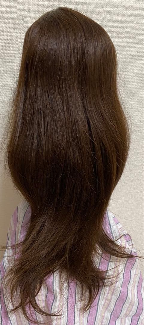 人毛100% リアル人工頭皮　ナチュラルブラウン　ストレート ロングウィッグ