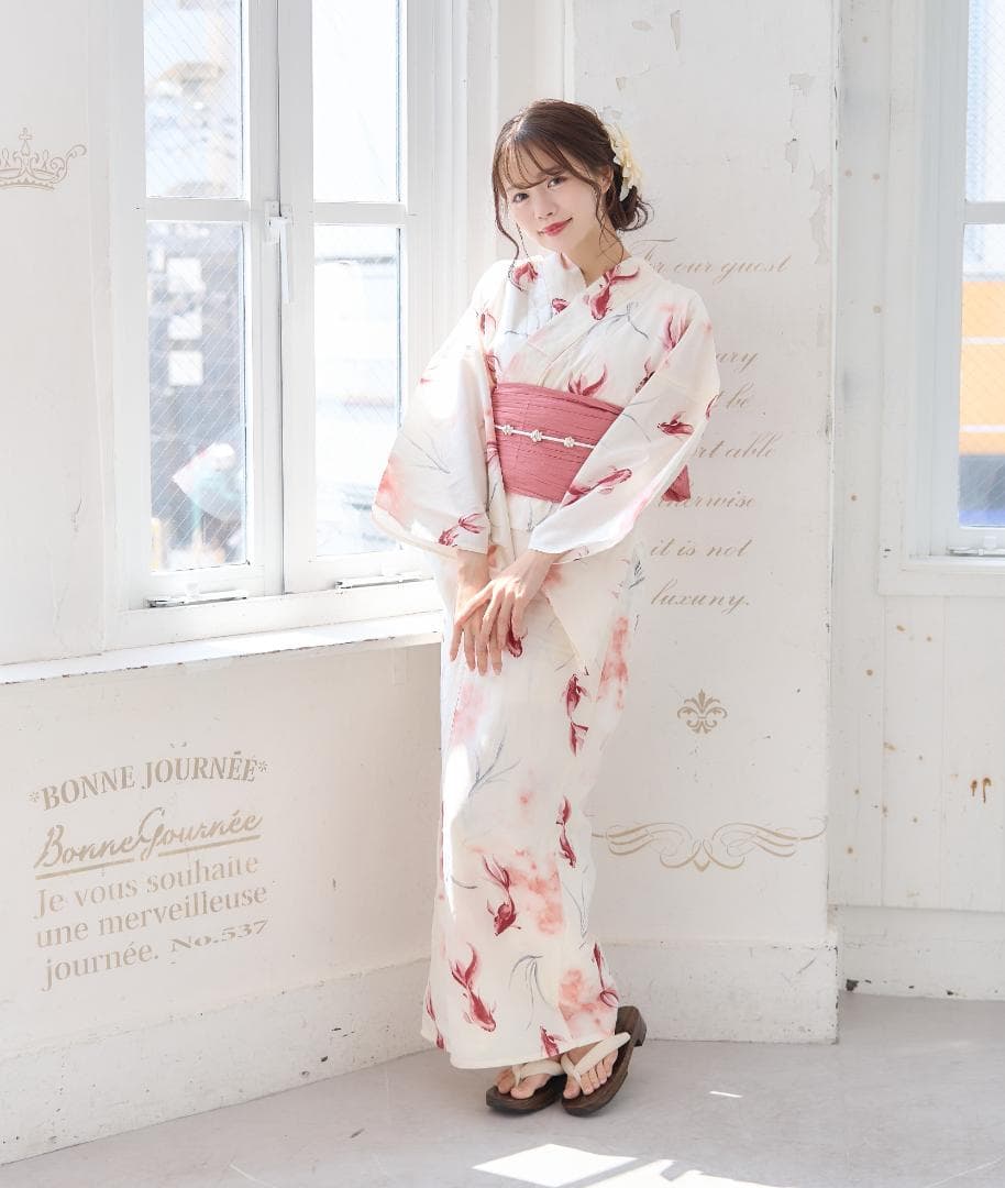 新品 浴衣 セット 浴衣セット ゆかた レディース 大人 ピンク 金魚 赤 K8