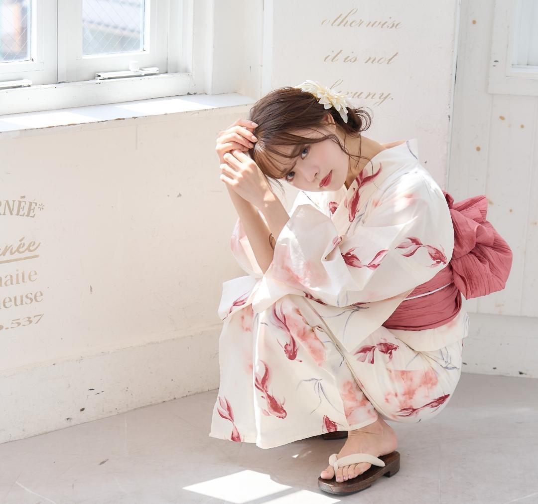 新品 浴衣 セット 浴衣セット ゆかた レディース 大人 ピンク 金魚 赤 K8