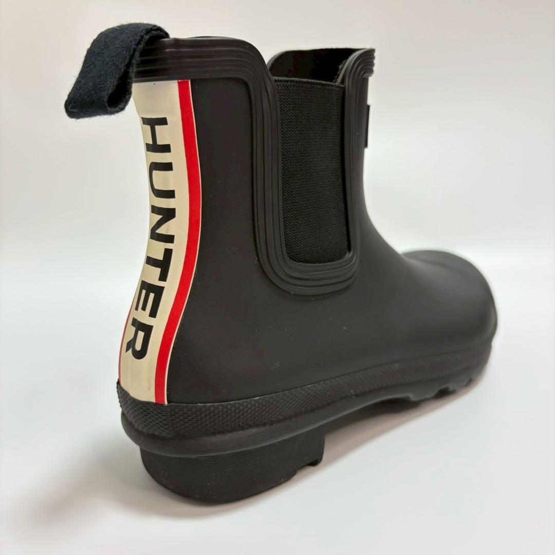 【美品】HUNTER レインブーツ ショート 24cm サイドゴア ブラック