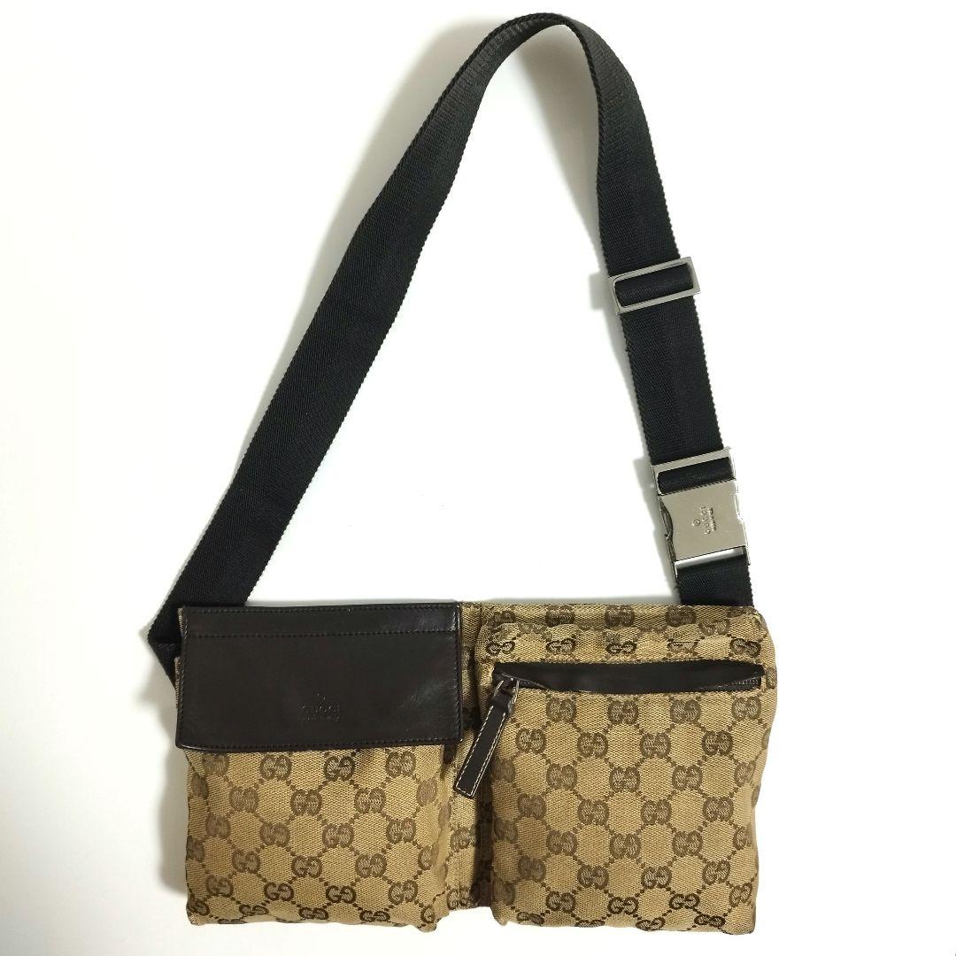 美品☆　グッチ　GGキャンバス　ボディバッグ　ウエストポーチ　ショルダーバッグ