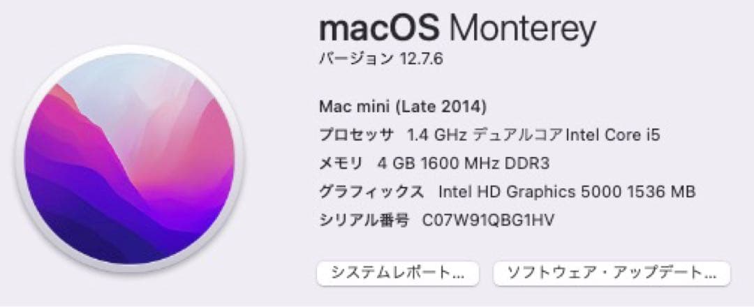 ミニPC Apple Mac mini (Late 2014) 128GB SSD