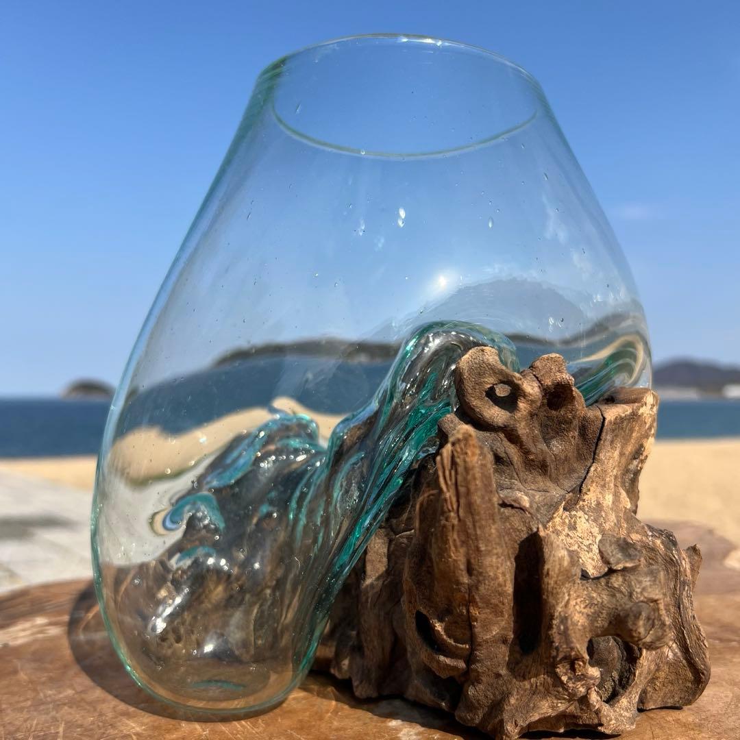 流木ガラスオブジェ大B 花瓶 金魚鉢 ガーデニング テラリウム 水槽 アート作品