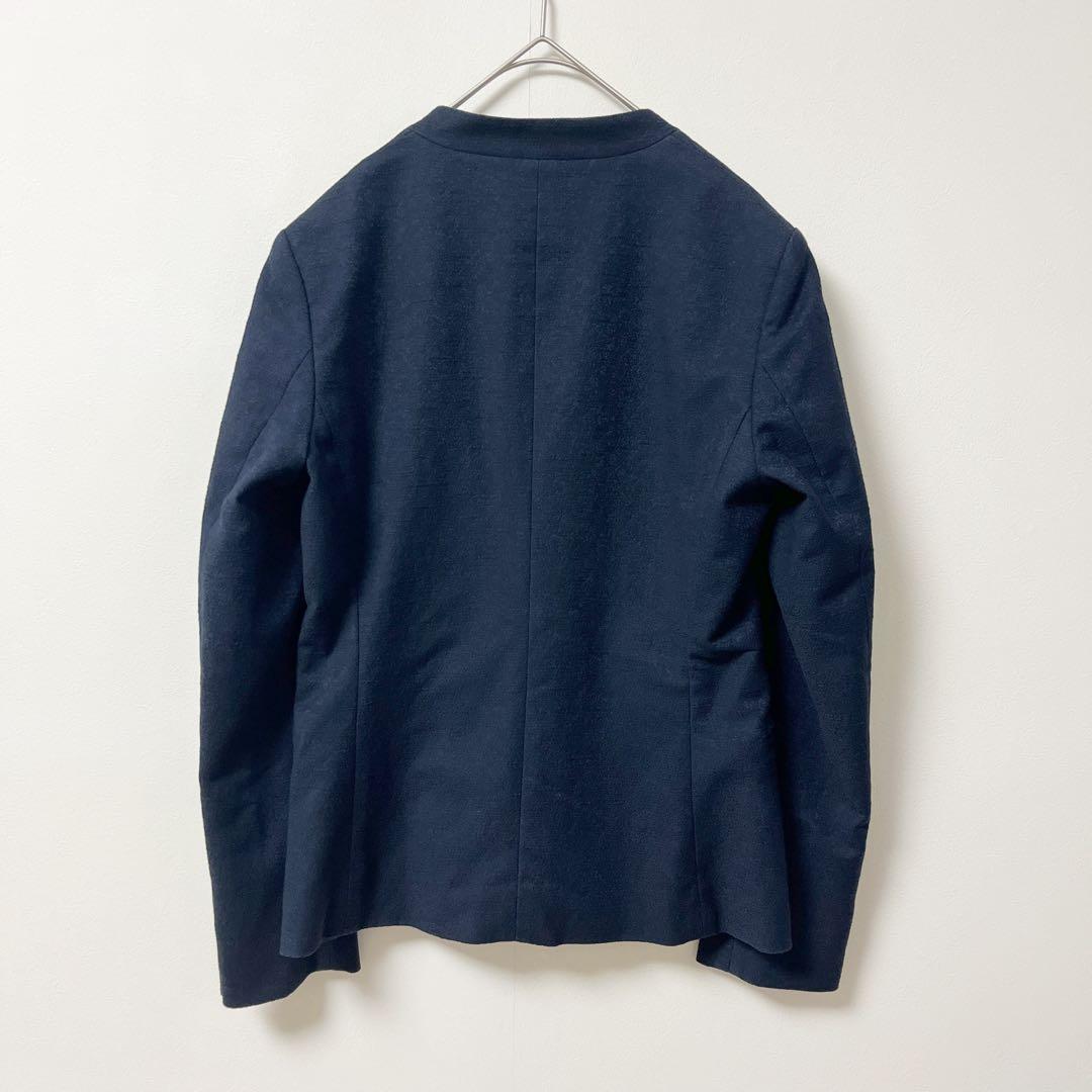 PLST　セットアップ　レディース　M　ノーカラー　パンツスーツ　ネイビー