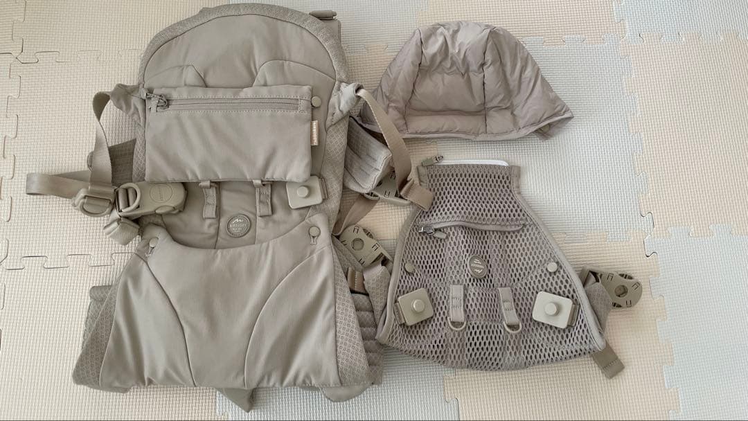 【美品】AIRBUGGY エアバギーベビーキャリア サンドアッシュ　抱っこ紐