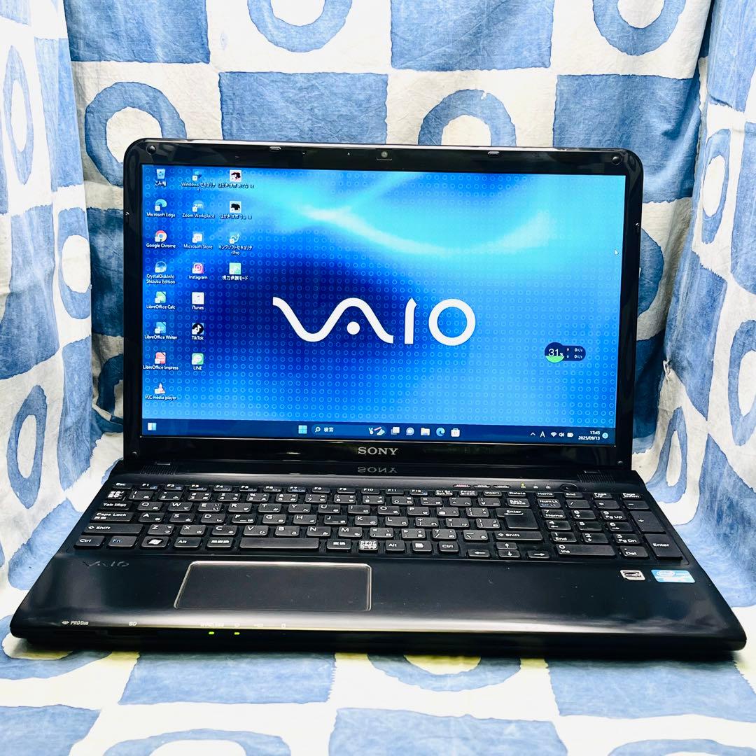 人気VAIO♡快適SSD☆高性能i5☆大人な黒ノートPC♪カメラ付！Win11