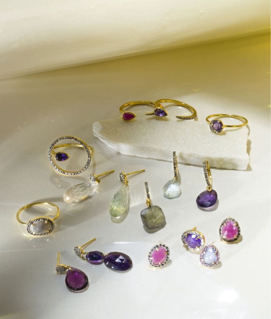 ARTIDA OUD アメジスト パヴェダイヤモンド シングル ピアス