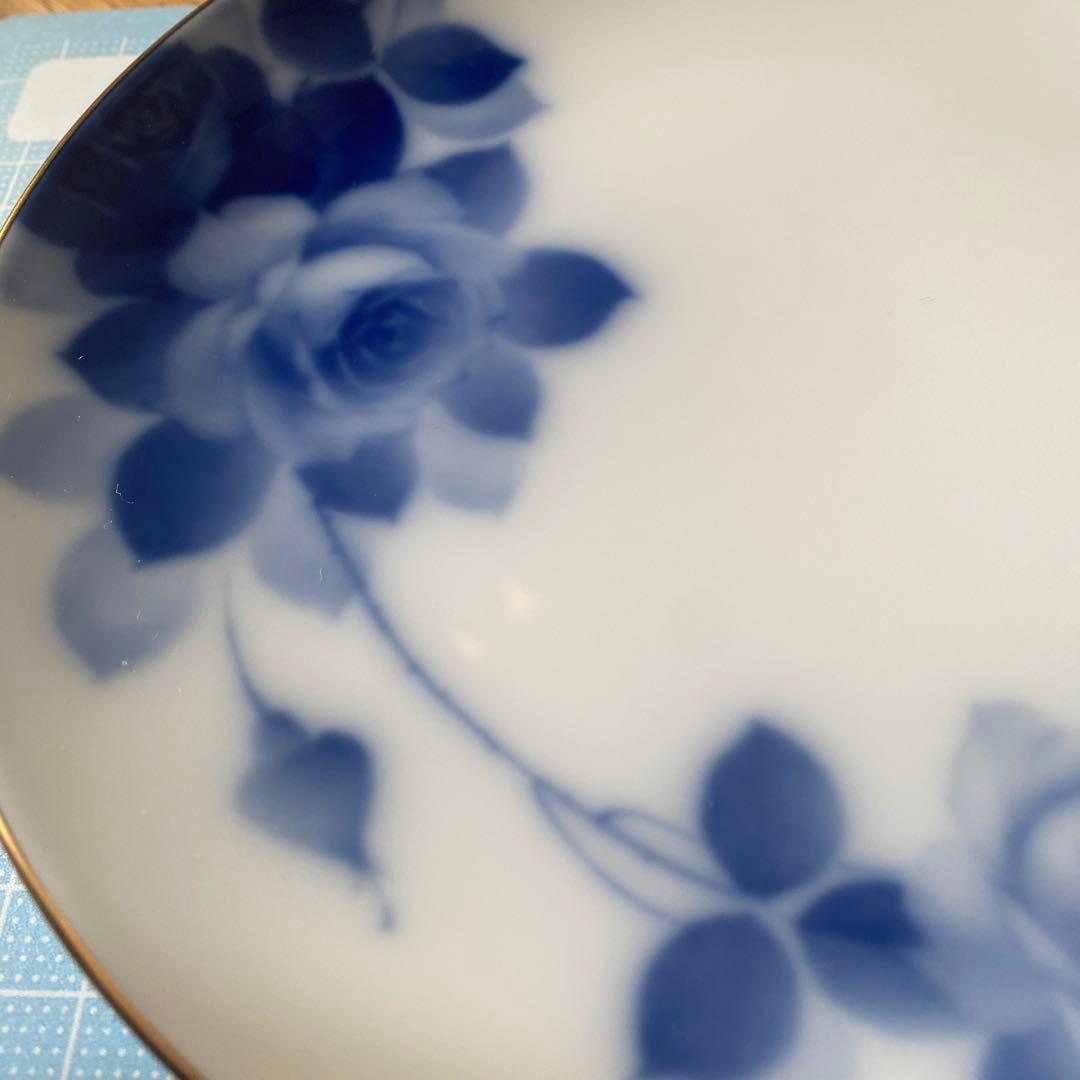 大倉陶園 デザート皿　2枚セット ブルーローズ 8011
