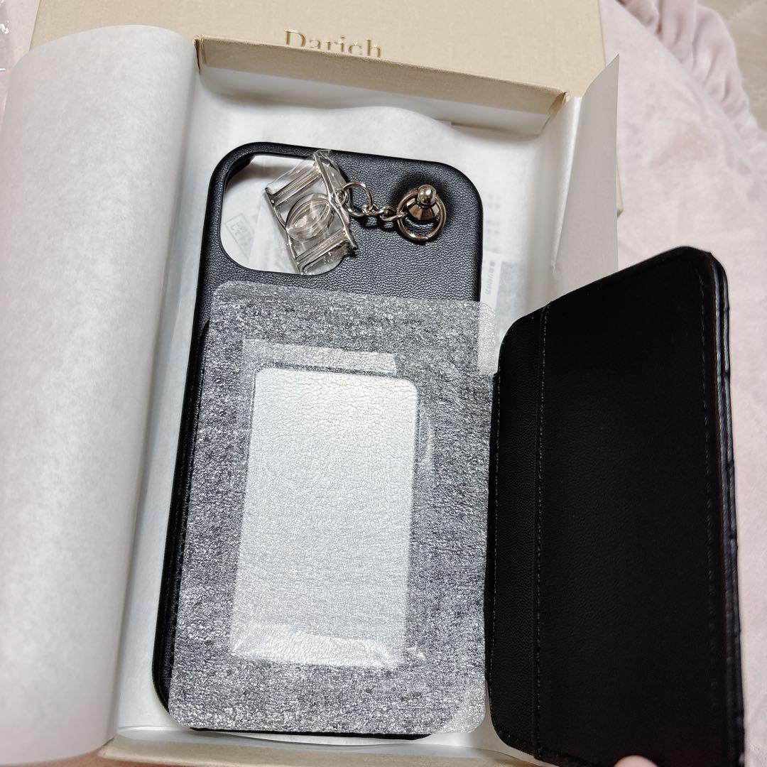 Darich ブラック iPhoneケース カードポケット付き iPhone15