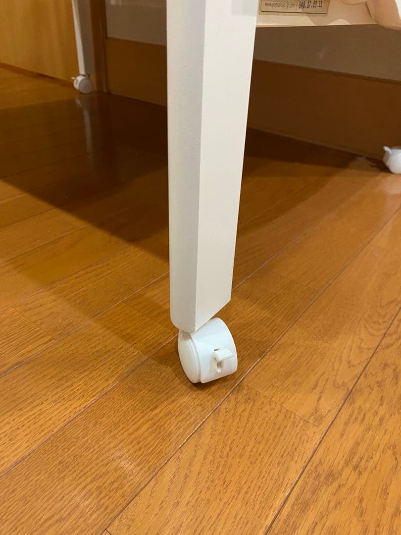 ミニサイズベビーベッド 2way大和屋Wオープン腰楽ハイ ホワイト天然木