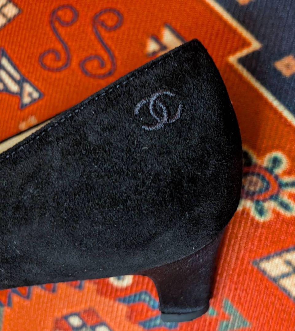 CHANEL スエード　パンプス　37.5 黒