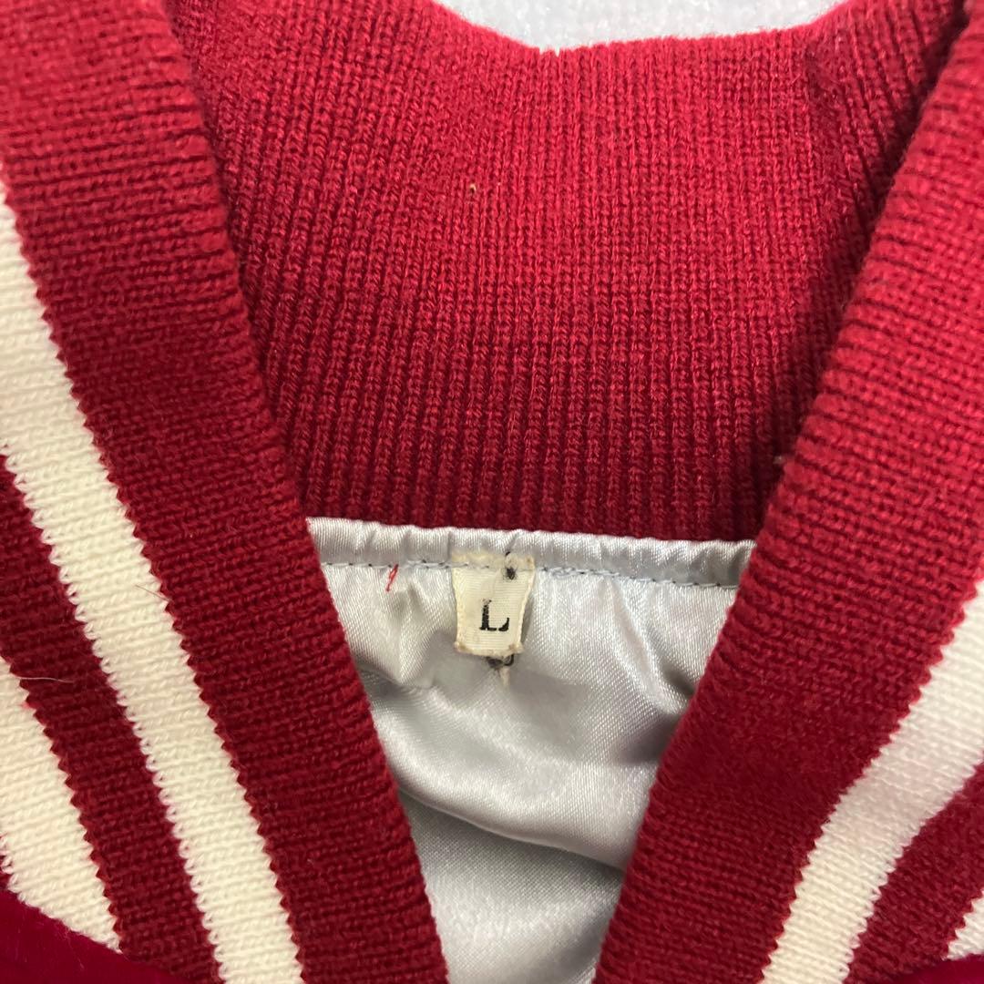 赤 スカジャン 虎とドラゴン刺繍 L