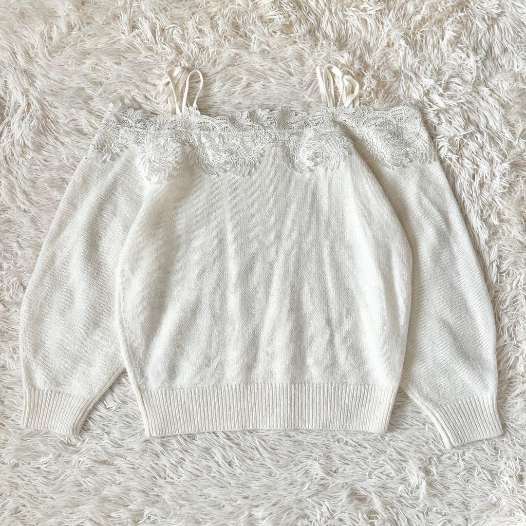 SNIDEL スナイデル レーストリミングオフショルプルオーバー ニット