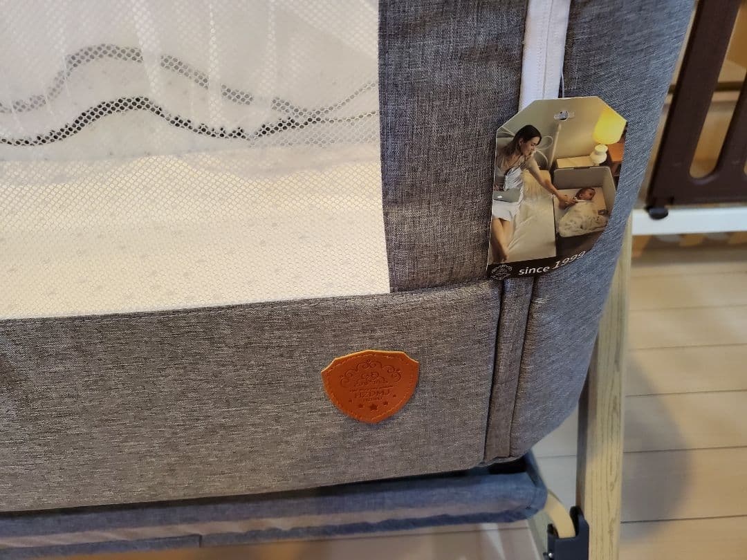 HZDMJ 2024新型ベビーベッド コンパクト　折りたたみ　グレー