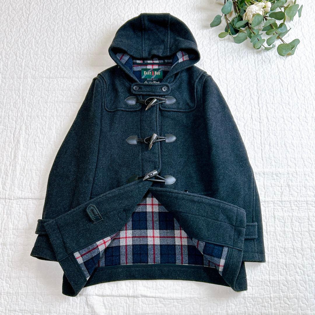 美品✨ イーストボーイ ダッフルコート イタリア製生地 裏地チェック チャコール