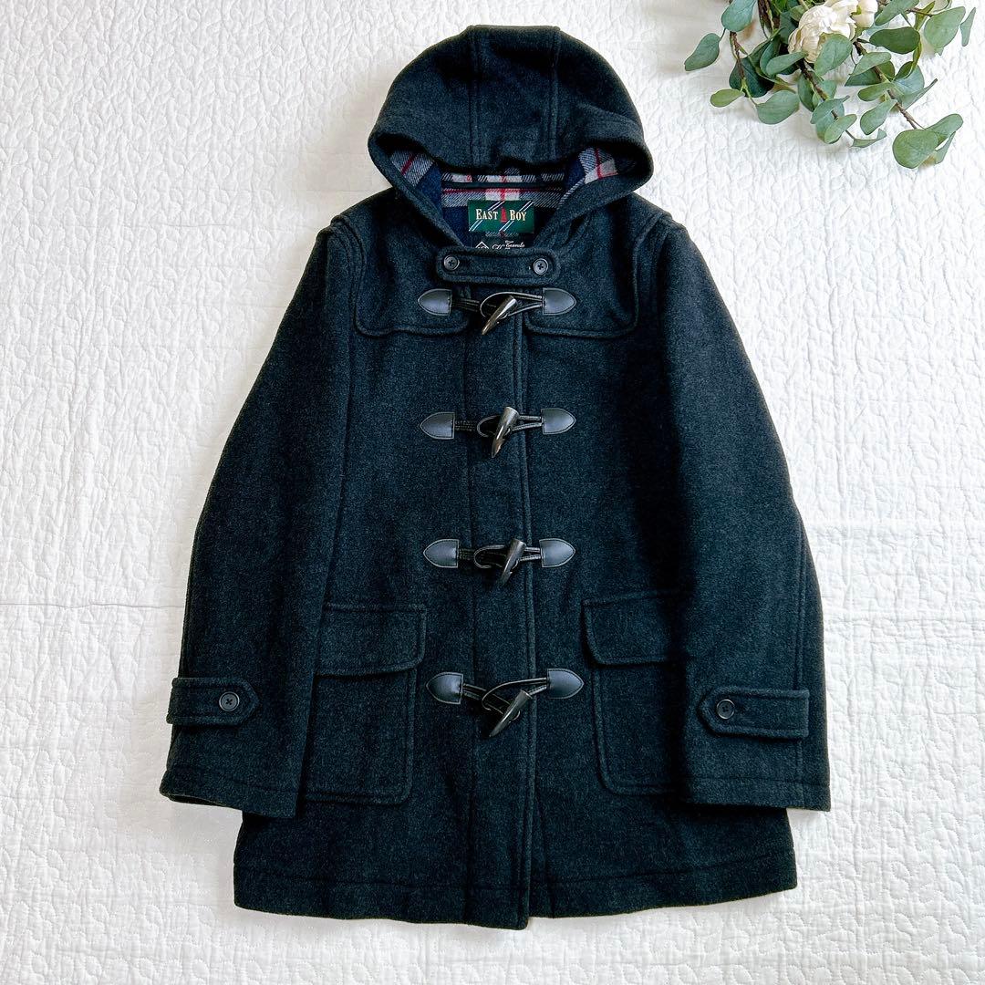 美品✨ イーストボーイ ダッフルコート イタリア製生地 裏地チェック チャコール