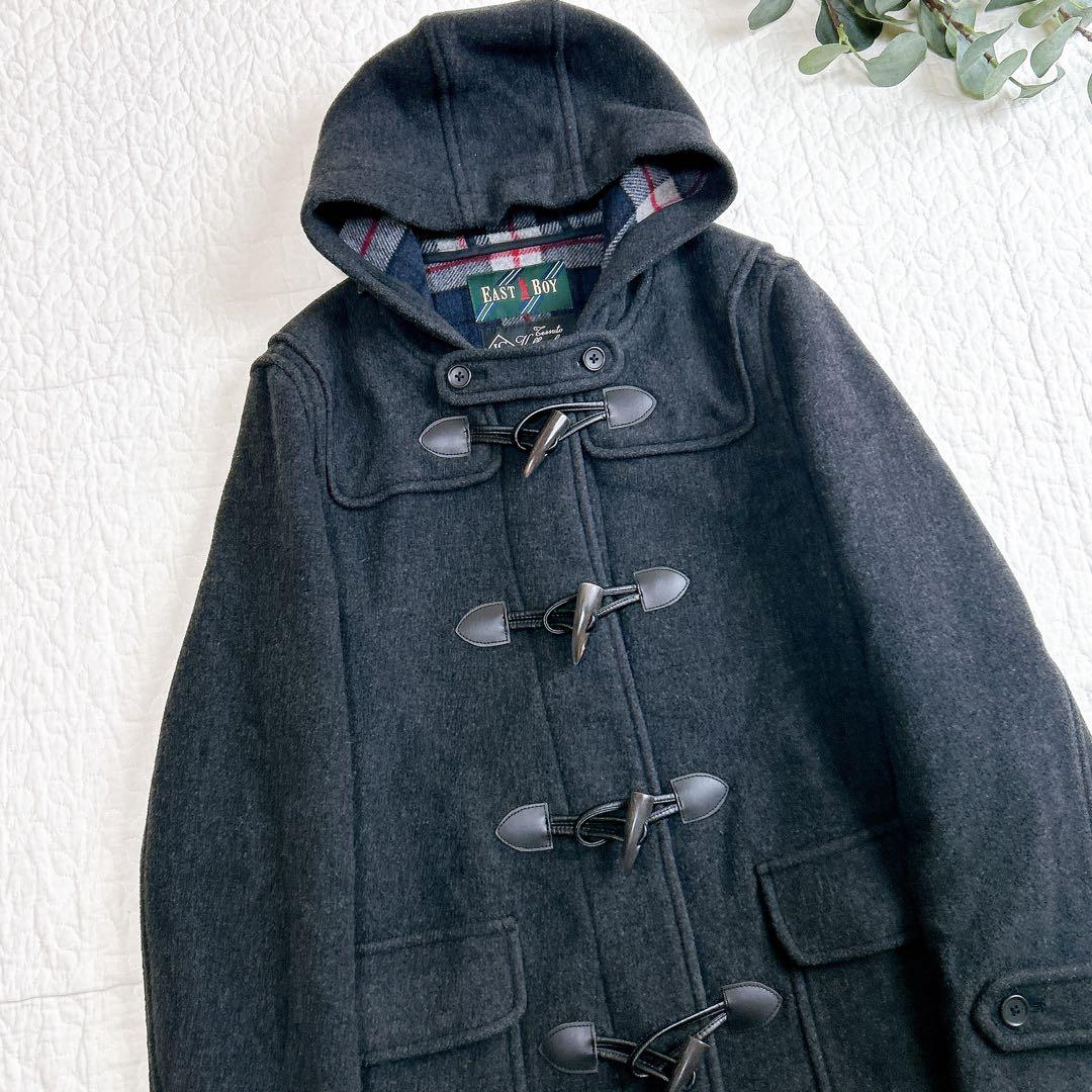 美品✨ イーストボーイ ダッフルコート イタリア製生地 裏地チェック チャコール