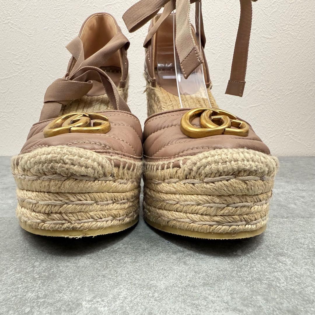 極美品 グッチ GGマーモント エスパドリーユ サンダル ヒール 22.5cm