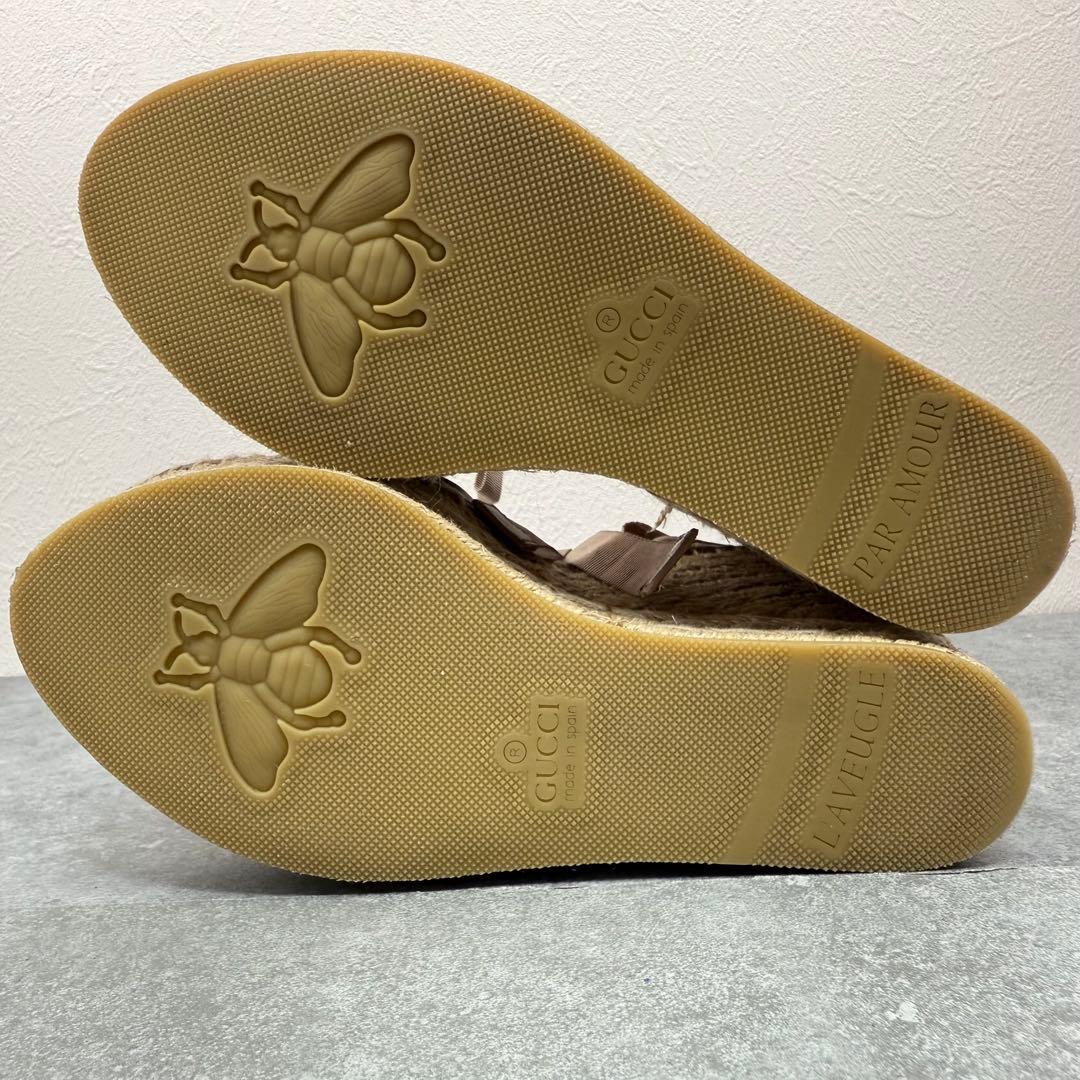 極美品 グッチ GGマーモント エスパドリーユ サンダル ヒール 22.5cm