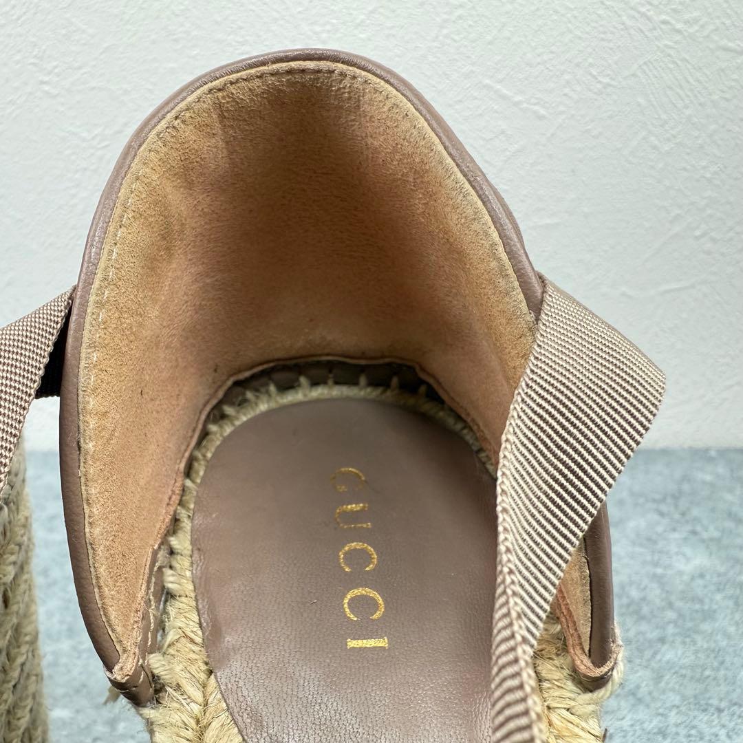 極美品 グッチ GGマーモント エスパドリーユ サンダル ヒール 22.5cm
