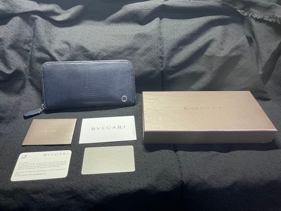 BVLGARI ブルガリ リザード革　長財布 ラウンドファスナー 付属品完備