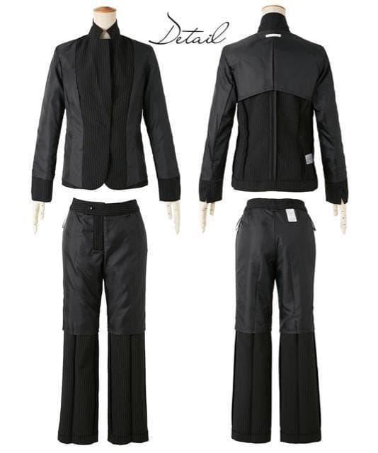 新品☆17号LL♪紺ストライプ♪2パンツスーツ♪ビジネスパンツスーツ☆Q429