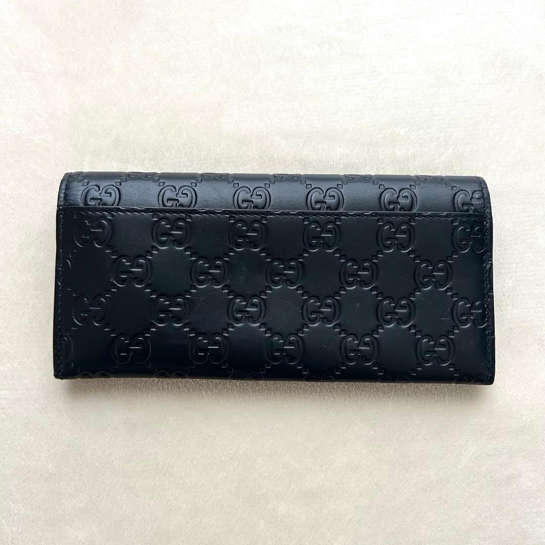 GUCCI グッチ 長財布 二つ折り財布 シマ ネイビー