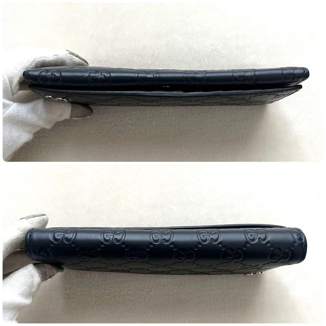 GUCCI グッチ 長財布 二つ折り財布 シマ ネイビー