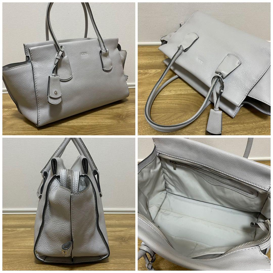 《美品》TOD’S （トッズ）レザー ハンドバッグ ライトグレー