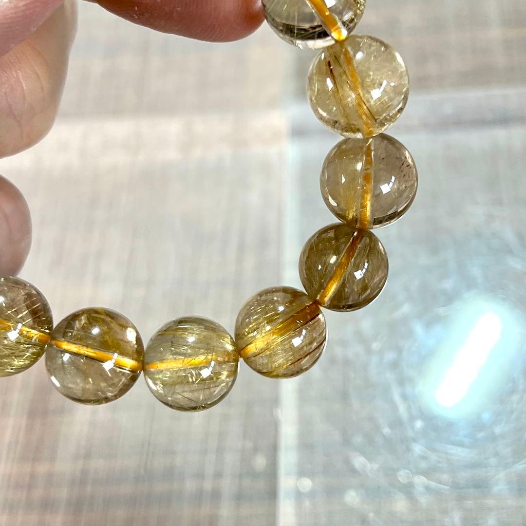 針美しさと透明度抜群　高品質　ゴールドルチルブレスレット　2