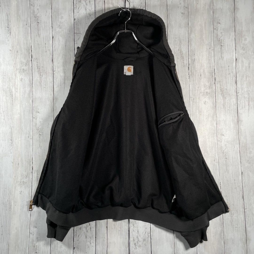 カーハート 裏サーマル ジップアップ パーカー ダブルフェイス S ブラック