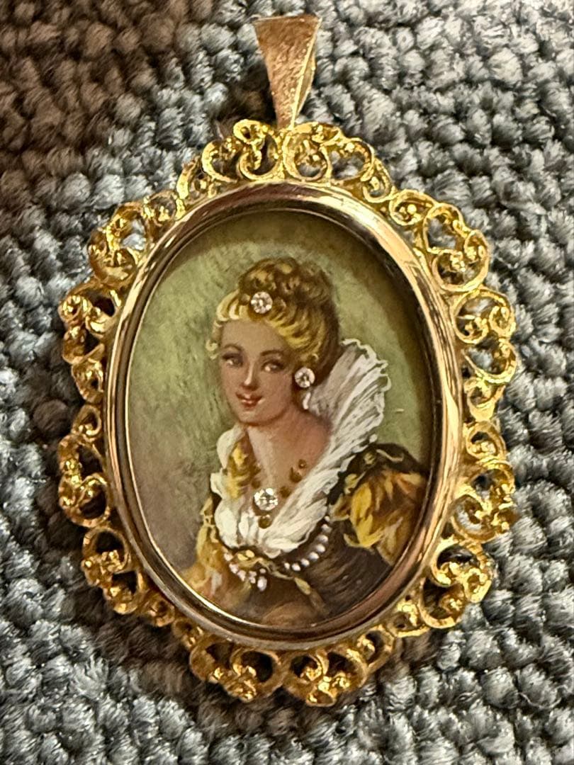 K18 刻印あり　ダイヤ　アンティーク品　ペンダントップ　プローチ 兼用