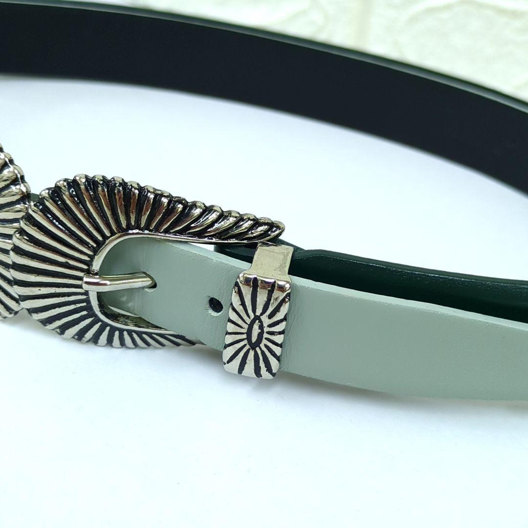 TOGA PULLA トーガプルラ ダブルバックルベルトグリーン 65～67.5