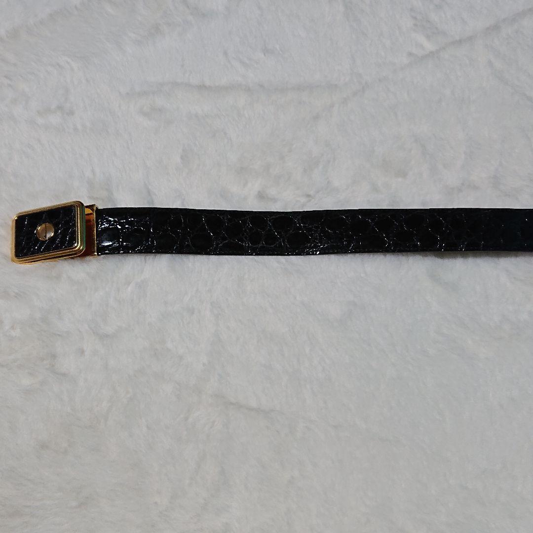 ダンヒル クロコダイルベルト ゴールドバックル dロゴ ブラック