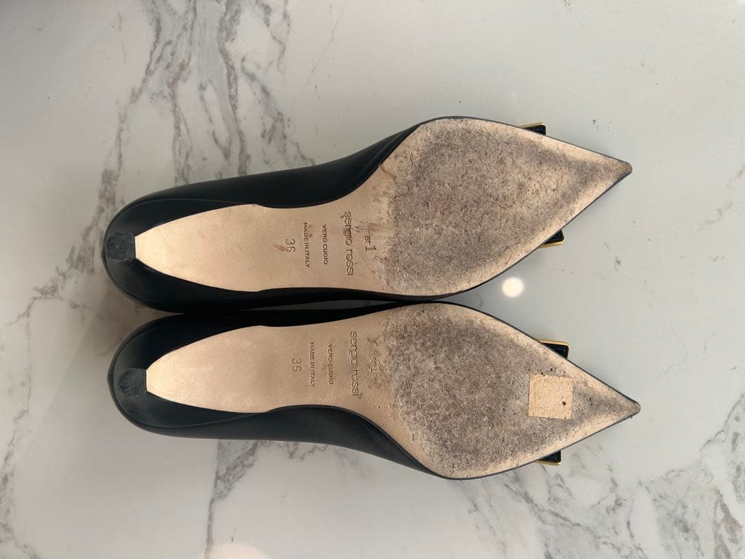 Sergio Rossi ブラック ポインテッドトゥパンプス 36 sr1