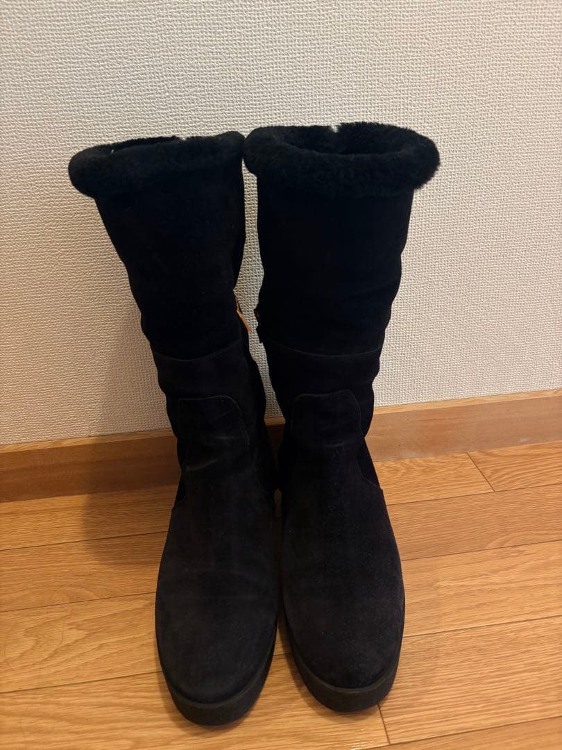 【中古】フェラガモ ロングムートンブーツ スエード 2way サイズ8