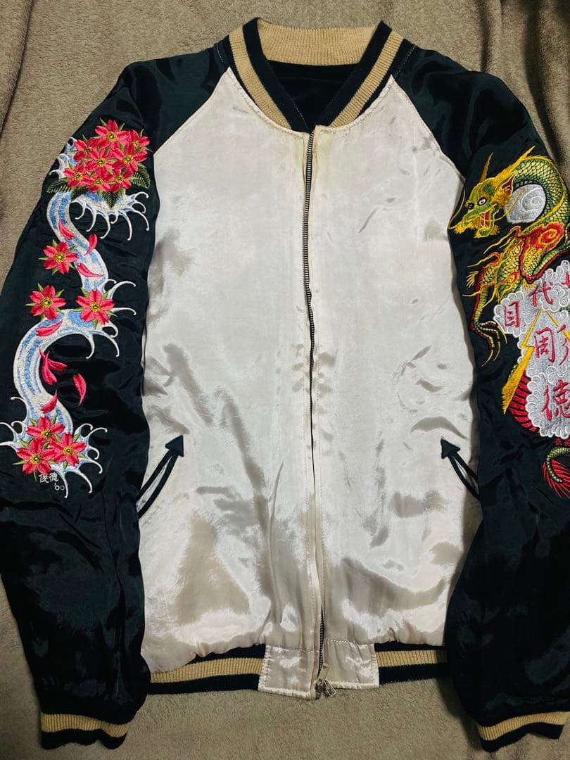 刺青 USA script２面用 別珍 蛇龍 日本スカジャン vintage