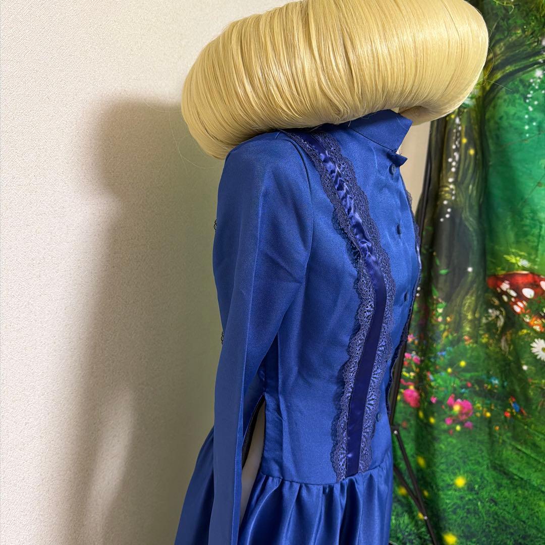 ジブリコスプレ　湯婆婆　青いロングドレスとウィッグ、特殊メイク鼻セット　美品