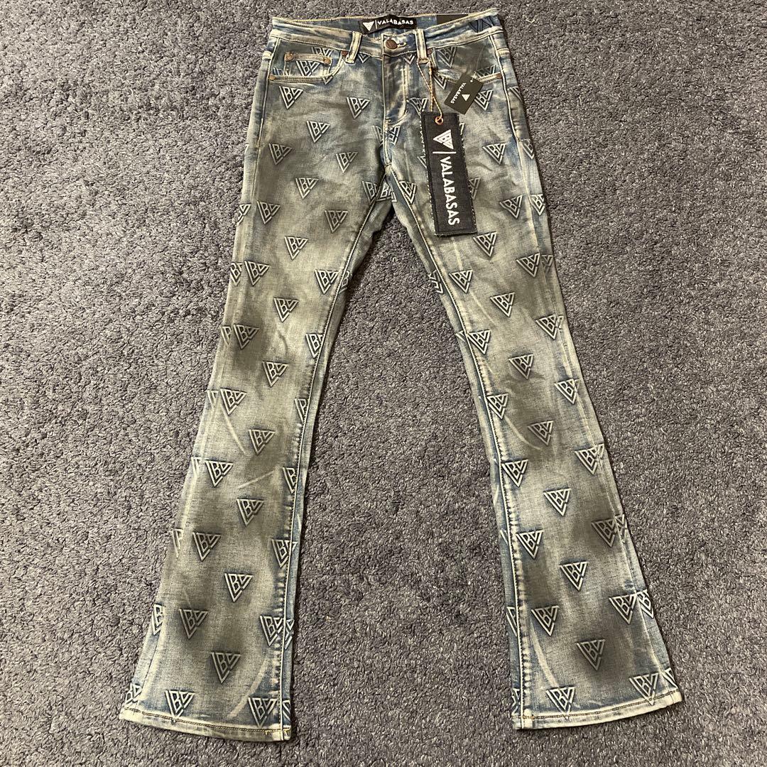 ‼️新作‼️ VALABASAS バラバサス モノグラムスキニーフレアデニム 28