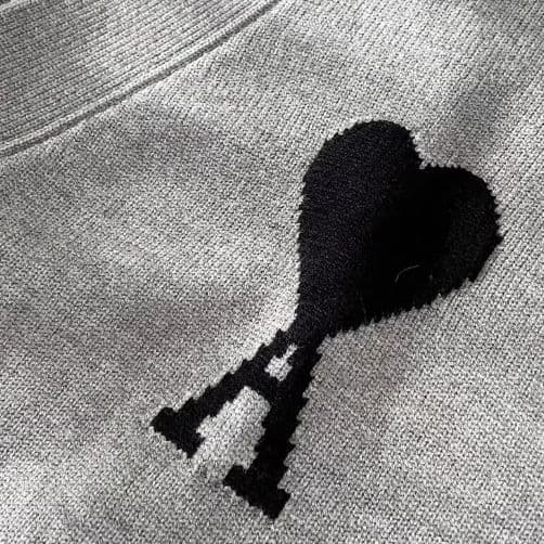 アミパリス　カーディガン　ニット　グレー×ブラック