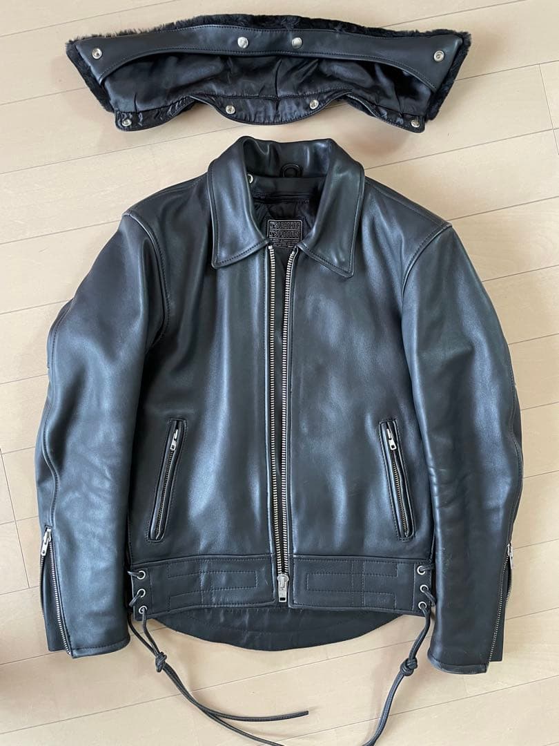 カドヤ　ブラックレザーライダースジャケット　M〜L