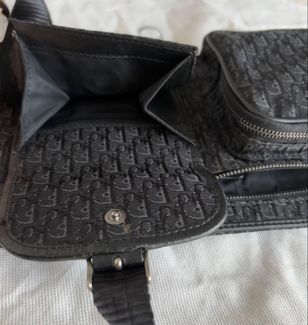 【未使用】ボディバッグ クリスチャンディオール キャンバス レザー シルバー金具