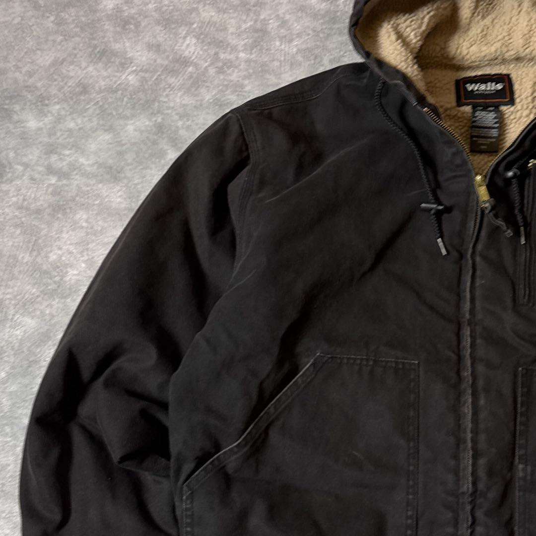 s*r様 Walls ワークジャケット L ブラック 裏ボア ダック地 フルジッ