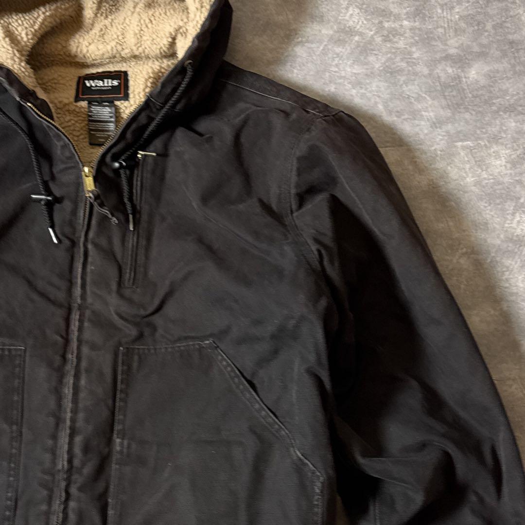 s*r様 Walls ワークジャケット L ブラック 裏ボア ダック地 フルジッ