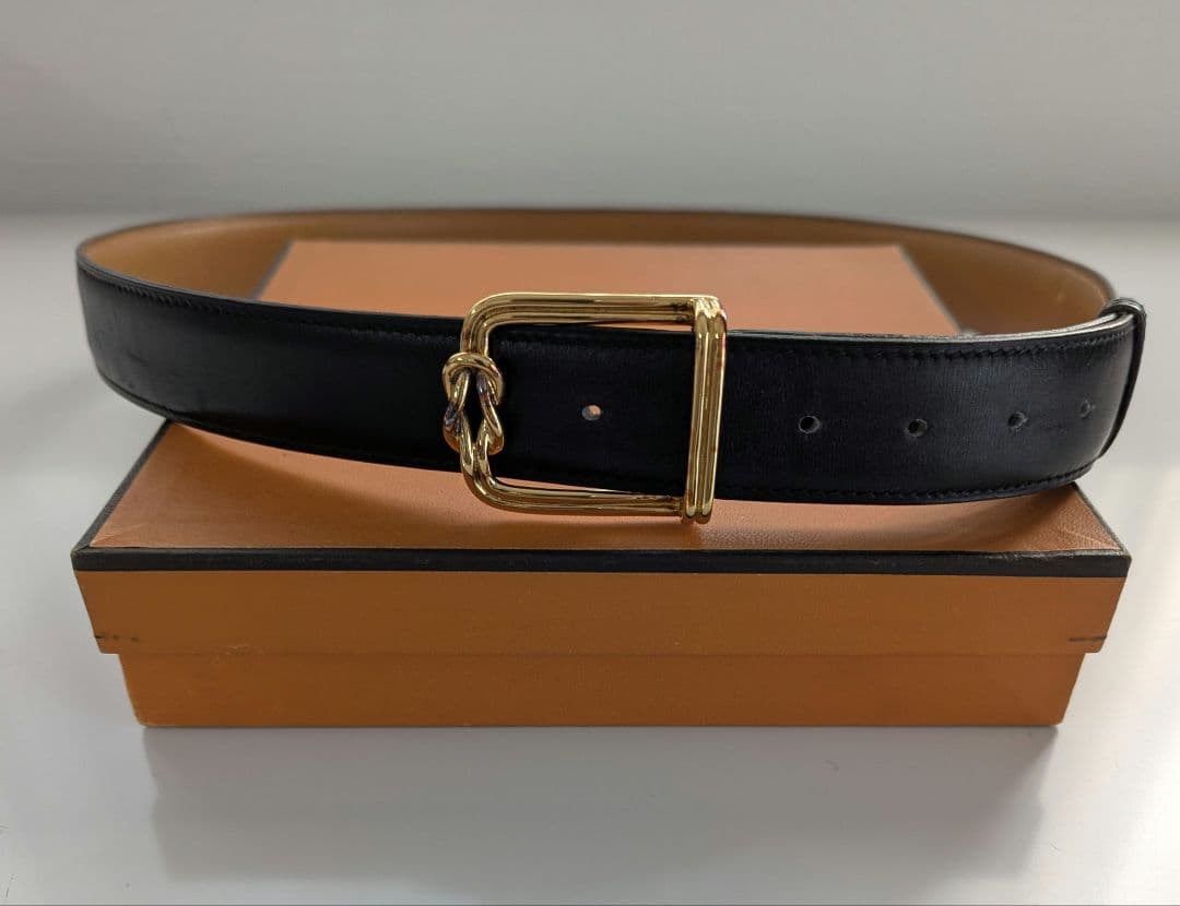 HERMES エルメス ベルト ゴールド金具 黒
