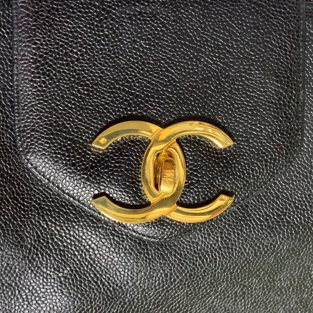 ヴィンテージ★CHANEL スーパーモデルバッグ　ボストン　キャビアスキン　黒