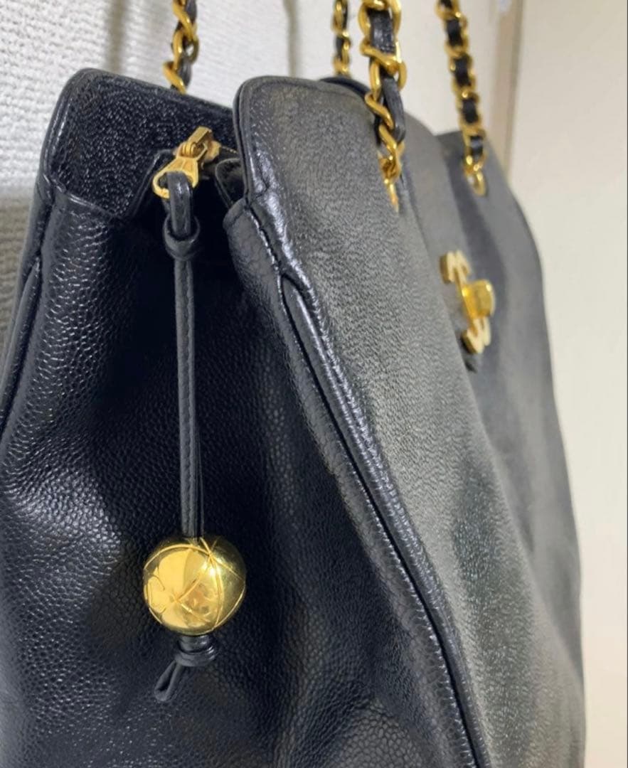 ヴィンテージ★CHANEL スーパーモデルバッグ　ボストン　キャビアスキン　黒