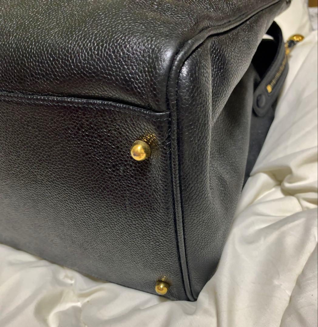 ヴィンテージ★CHANEL スーパーモデルバッグ　ボストン　キャビアスキン　黒